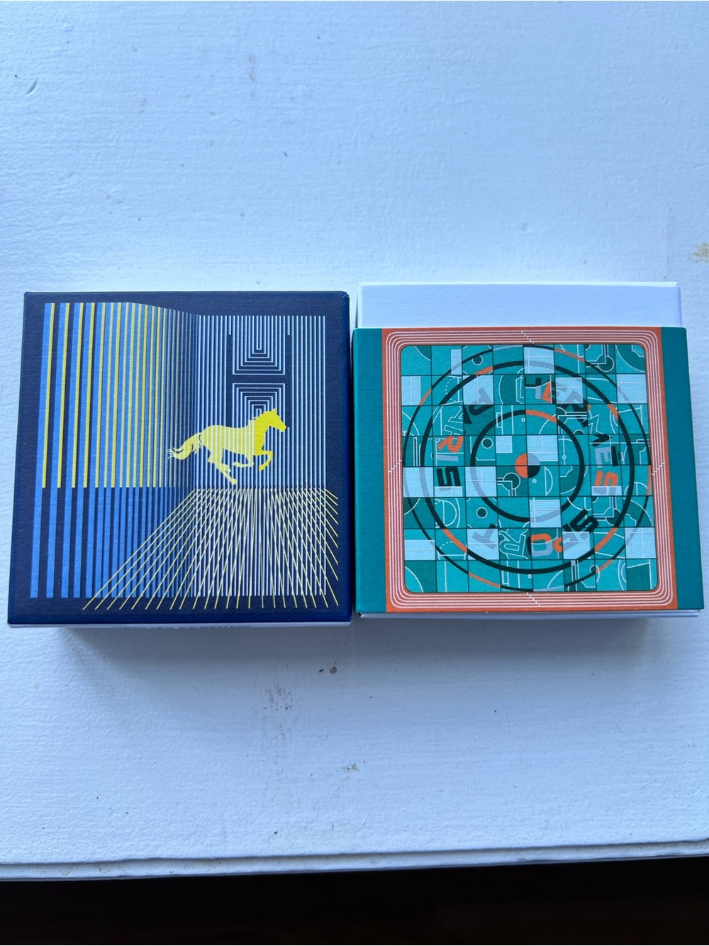 Hermes Teal, Navy and Yellow Decorative Print Set